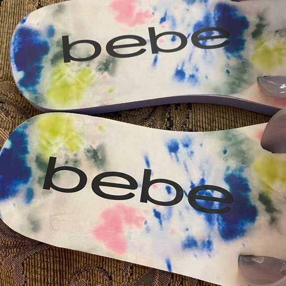 1-pair (IRREGULAR) of flip flops sandals gray PVC with rhinestones - Picture 2 of 6